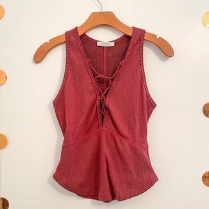 Lush Red Ribbed Tank Top